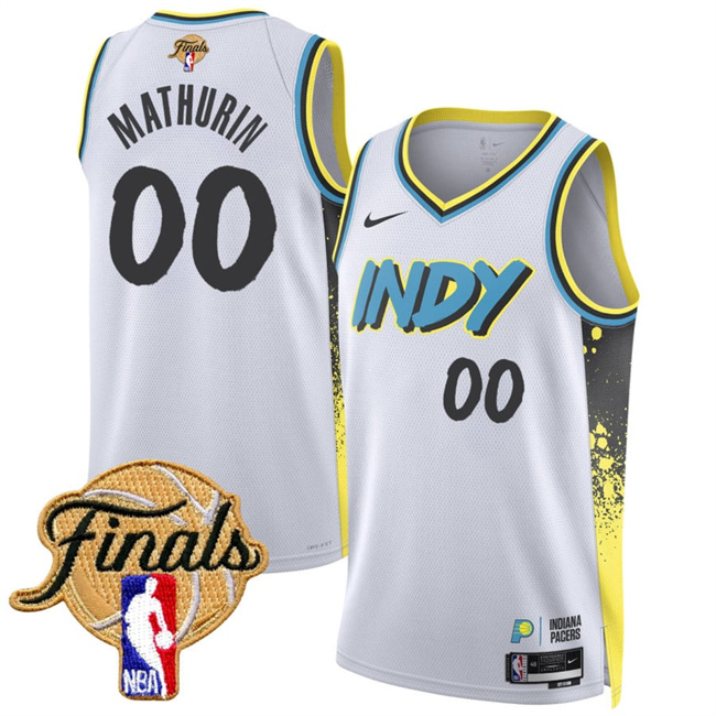 Men's Indiana Pacers #00 Bennedict Mathurin White 2024/25 Finals  City Edition  Stitched Basketball Jersey